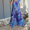 Lily | Purple & Blue Marbled Pocket Handkerchief Maxi Dress - Women & Plus