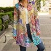 Lily | Yellow & Blue Abstract Swirl Button-Up Shacket - Women & Plus