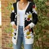 Lily | Black & Yellow Floral Pocket Snap-Up Cardigan - Women & Plus