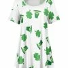 Lily | White & Green Clover Hat Short-Sleeve Boatneck Tunic - Women & Plus