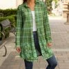 Lily | Mint Green Clover Plaid Button-Up Shacket - Women & Plus