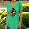 Lily | Green Leopard Clover Short-Sleeve V-Neck Tunic - Women & Plus