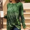 Lily | Green Abstract Tree Twist-Front Long-Sleeve Tunic - Women & Plus