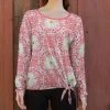 Lily | Pink & White Floral Scoop Neck Long-Sleeve Side-Tie Tunic - Women & Plus