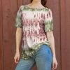 Lily | Green & Red Tie-Dye Short-Sleeve Boatneck Tunic - Women & Plus