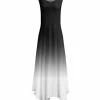 Lily | Black & White Ombré Sleeveless Handkerchief Maxi Dress - Women & Plus