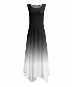 Lily | Black & White Ombré Sleeveless Handkerchief Maxi Dress - Women & Plus