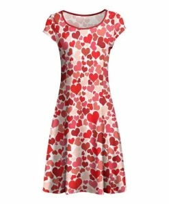 Lily | White & Red Heart Cap Sleeve A-Line Dress - Women & Plus