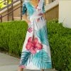Lily | White & Pink Tropical Flower Tie-Waist Surplice Maxi Dress - Women & Plus