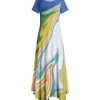 Lily | Blue & Green Abstract Handkerchief Maxi Dress - Women & Plus