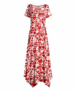Lily | Red & White Heart Handkerchief Maxi Dress - Women & Plus