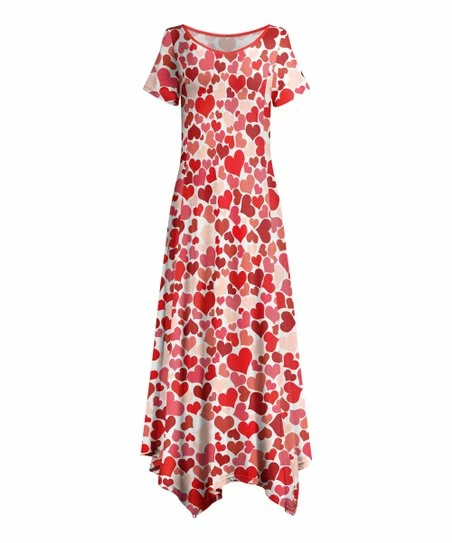Lily | Red & White Heart Handkerchief Maxi Dress - Women & Plus 1 Lily | Red & White Heart Handkerchief Maxi Dress - Women & Plus