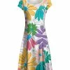 Lily | Yellow & Purple Floral Cap Sleeve A-Line Dress - Women & Plus