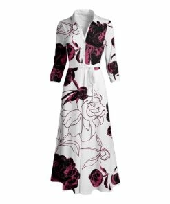 Lily | White & Fuchsia Floral Tie-Waist Maxi Dress - Women & Plus