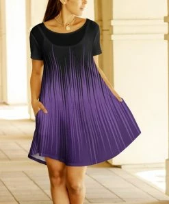 Lily | Black & Purple Ombré Short-Sleeve Swing Dress - Women & Plus