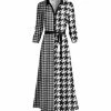 Lily | White & Black Houndstooth Tie-Waist Maxi Dress - Women & Plus