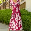 Lily | Fuchsia & White Floral Tie-Waist Surplice Maxi Dress - Women & Plus