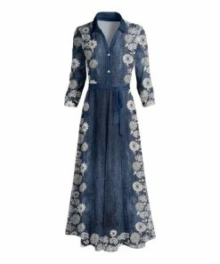 Lily | Blue & Cream Floral Tie-Waist Maxi Dress - Women & Plus