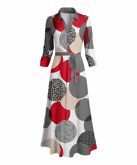 Lily | Gray & Red Leopard Tie-Waist Maxi Dress - Women & Plus 1 Lily | Gray & Red Leopard Tie-Waist Maxi Dress - Women & Plus