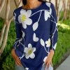 Lily | Blue & White Floral Crewneck Tunic - Women & Plus