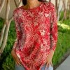 Lily | Red & White Floral Crewneck Tunic - Women & Plus
