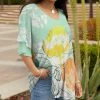 Lily | Mint & Orange Floral Ruffle Long-Sleeve V-Neck Tunic - Women & Plus
