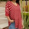 Lily | Red & White Polka Dot Ruffle Long-Sleeve V-Neck Tunic - Women & Plus