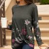 Lily | Gray & Pink Floral Twist-Front Crewneck Tunic - Women & Plus