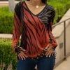 Lily | Orange & Black Zebra Long-Sleeve V-Neck Tunic - Women & Plus