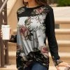 Lily | Black & Pink Floral Twist-Front Crewneck Tunic - Women & Plus