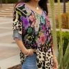 Lily | Gray & Purple Floral Leopard Ruffle Long-Sleeve V-Neck Tunic - Women & Plus