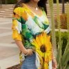 Lily | Yellow & White Floral Ruffle Long-Sleeve V-Neck Tunic - Women & Plus