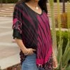 Lily | Black & Pink Animal-Print Ruffle Long-Sleeve V-Neck Tunic - Women & Plus