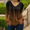 Lily | Black & Brown Abstract Long-Sleeve V-Neck Tunic - Women & Plus