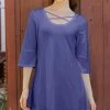 Lily | Blue Crisscross-Accent Trumpet-Sleeve Tunic - Women & Plus