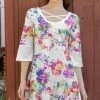 Lily | White & Pink Abstract Crisscross-Accent Trumpet-Sleeve Tunic - Women & Plus