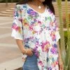 Lily | White & Pink Abstract Layered-Sleeve V-Neck Tunic - Women & Plus
