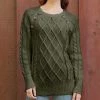 Lily | Army Green Button-Accent Cable-Knit Sweater - Women & Plus