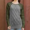 Lily | Army Green & Gray Button-Accent Cable-Knit Sweater - Women & Plus