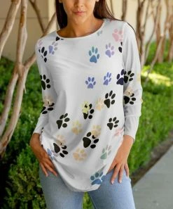Lily | White & Black Paw Print Geometric Tunic - Women & Plus