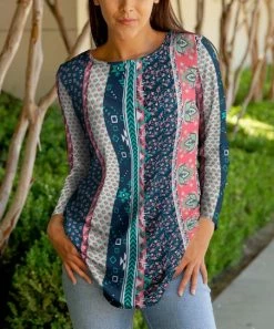 Lily | Blue & Pink Geometric Tunic - Women & Plus