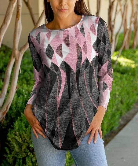 Lily | Gray & Pink Geometric Tunic - Women & Plus 1 Lily | Gray & Pink Geometric Tunic - Women & Plus