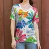 Lily | White Multicolor Floral Short Sleeve V-Neck Top - Women & Plus
