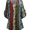 Lily | Red & Green Paisley Stripe Crisscross V-Neck Dolman Tunic - Women & Plus