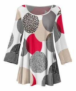Lily | White & Red Leopard Circle Pleated Scoop-Neck Tunic - Women & Plus