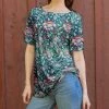 Lily | Teal & Pink Floral Boatneck Tunic - Women & Plus