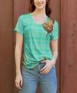 Lily | Turquoise & Yellow Abstract Plaid Short-Sleeve Tunic - Women & Plus