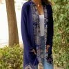 Lily | Navy & Beige Paisley Contrast Pocket Open Cardigan - Women & Plus