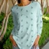 Lily | Aqua Blue Floral Long-Sleeve Tunic - Women & Plus
