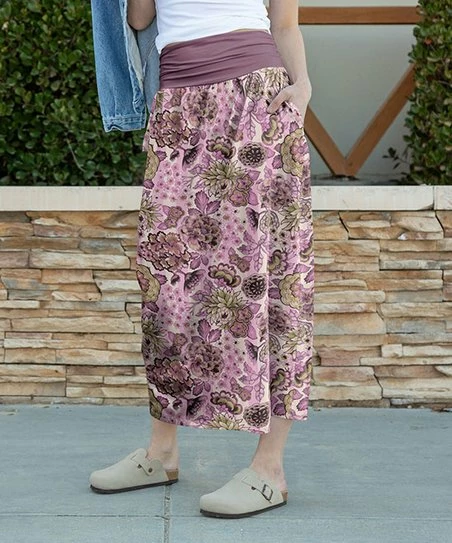 Lily | Pink & Cream Floral High-Waist Maxi Skirt - Women & Plus 1 Lily | Pink & Cream Floral High-Waist Maxi Skirt - Women & Plus